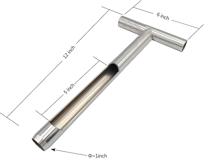 Soil Sample Probe 12 Inch with Reusable Soil Sampler Bags,Stainless Steel T-Style Handle Soil Test Kit,Soil Probe Rod for Soil Sampling Plant Care/Agriculture/Garden/Farm/Golf Course (12”S/T-Style)
