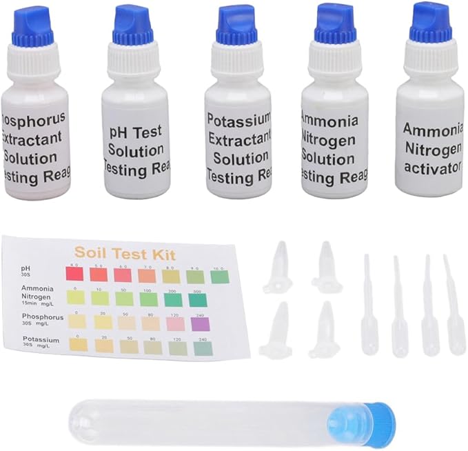 Soil Test Kit, pH Nitrogen Testing Kits Phosphorous Potash Tester with Sampling Tool Centrifuge Tube for Lawns Gardens Nutrients Agriculture Farm Vegetable Plants Care Compost Dirt Flower Grass