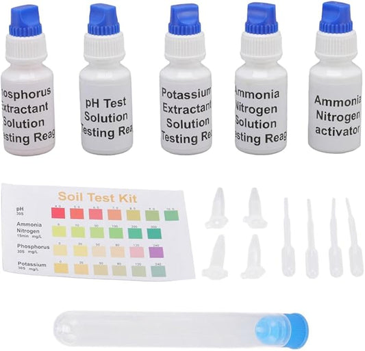 Soil Test Kit, pH Nitrogen Testing Kits Phosphorous Potash Tester with Sampling Tool Centrifuge Tube for Lawns Gardens Nutrients Agriculture Farm Vegetable Plants Care Compost Dirt Flower Grass