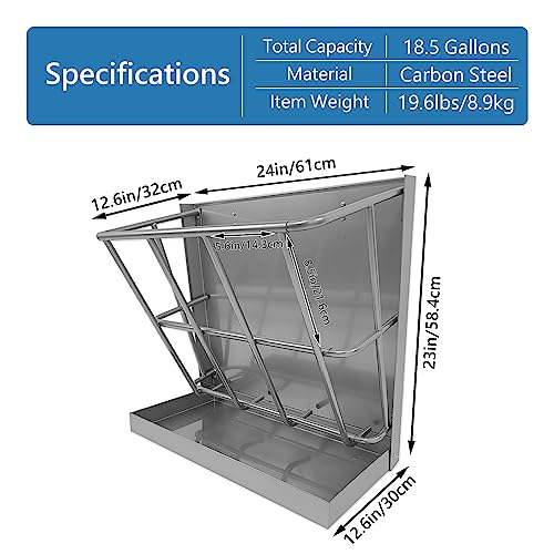 BUYYAH Hay Feeder Goat, 21 Gallon Multiple Sided Goat Hay Rack, Heavy Duty Iron 2 in 1 Hay Rack for Sheep, Horses, with Detachable Grain Tray, Effortless Installation in Farm, Yield
