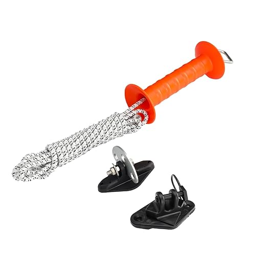 Electric Fence Bungy Gate Kit, Electric Fence Handles with Elasticized Rope for Livestock, Insulators Temporary System, Easy Installation
