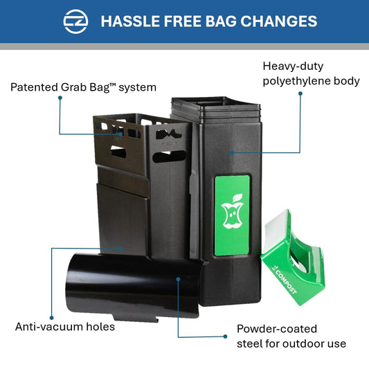 Avante™ Series Made in The USA, Black Compost Container, 30-Gallon Narrow, Green Compost Panel, Green Lid, Black Canopy, Liner Included