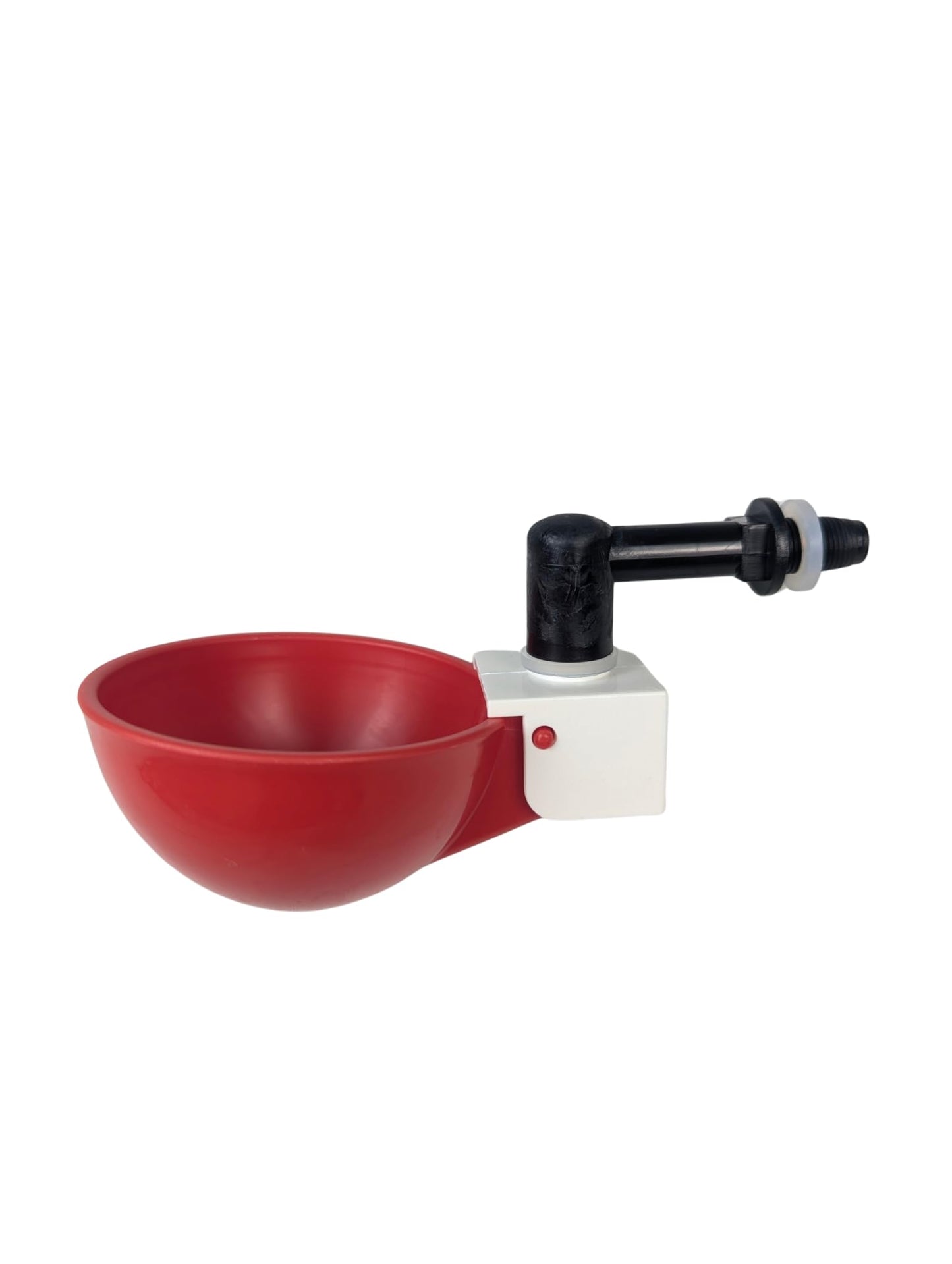 Hen's Choice™ 1L (32 oz) Drinker W/Cup, Nipple, & Wire Bracket for Poultry & Small Animals, Chick Waterer, Red