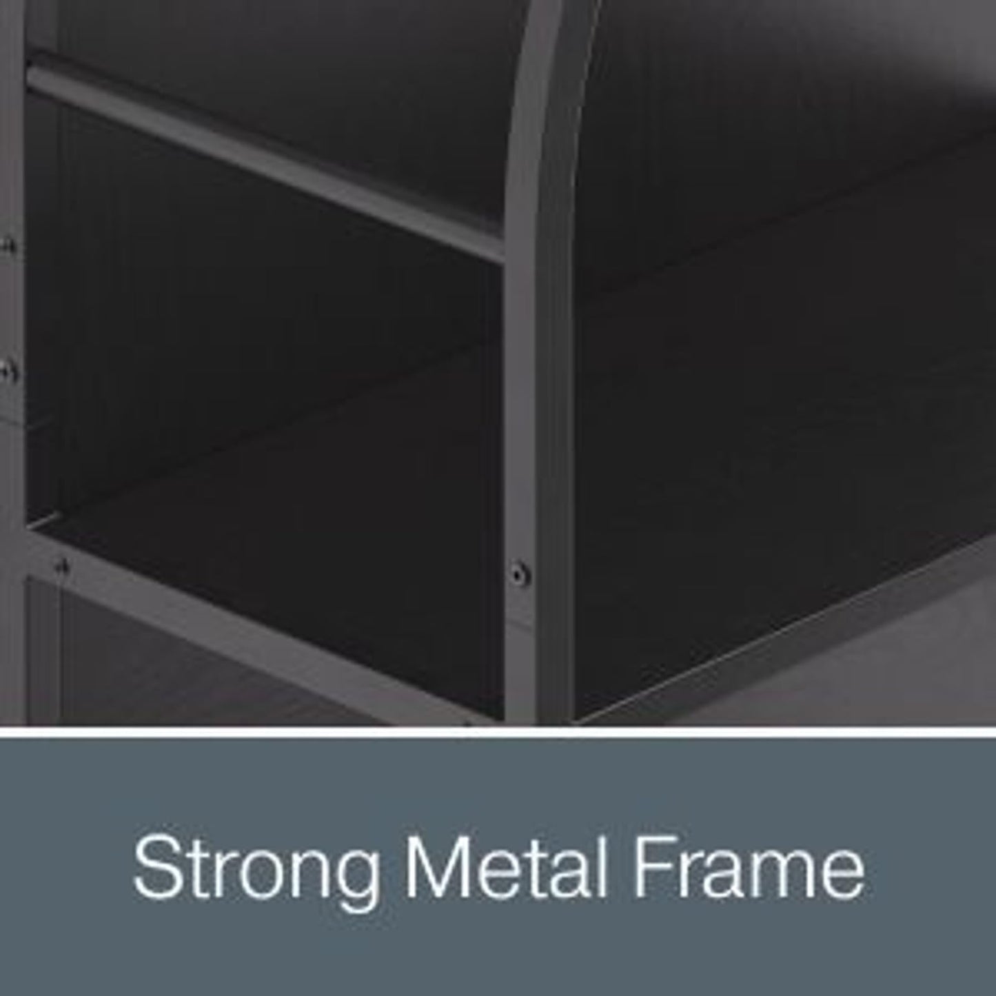 Stead 4-Tier Arched Wood Book Shelf - Black Metal Frame, Wood Panel Backing - Arched Bookcase with Backing, Narrow Black Bookshelf with Grain-Texture Laminate & 25 lb Shelf Capacity