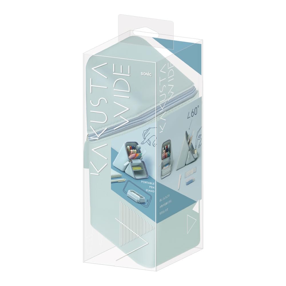 Sonic Caxsta Portable Pen Holder Wide with Drawer, Light Blue FD-2045-LB