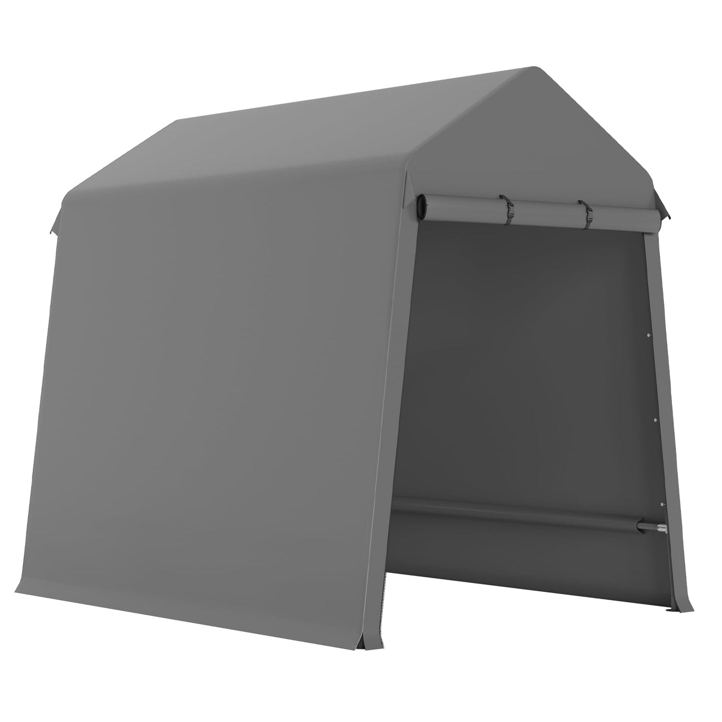 6X8 Ft Outdoor Portable Storage Shelter Shed with Rolled Up Zipper Doors & Vents, Heavy Duty Carport for Motorcycle Waterproof and Uv Resistant Anti-Snow Portable Garage Kit Tent, Gray