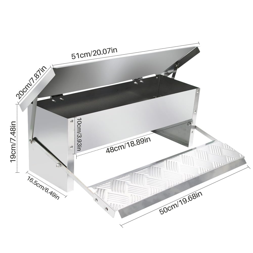 APlayfulBee Automatic Chicken Feeder 5L Treadle Galvanized Steel Poultry Feeders Self-Opening Automatic Food, with Weatherproof Lid Rain Cover for Roosters Pheasant Chicken Outdoor Coop