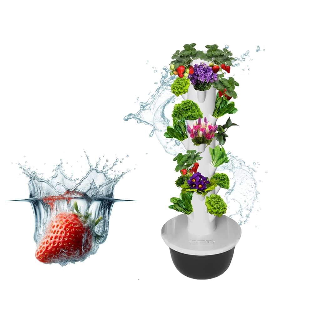 Hydroponics Growing System Kit, Aero Gardening System, Hydroponic Tower|28 Net Pots for Tomato, Green Salad, Strawberry Tower in Your Indoor Vegetable Garden