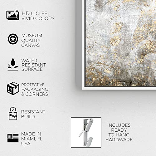 Country Farmhouse Canvas Print Painting Animal Wall Art 'Running Horse' White Framed Canvas Rustic Home Décor 54x36 in White, Gold by Oliver Gal