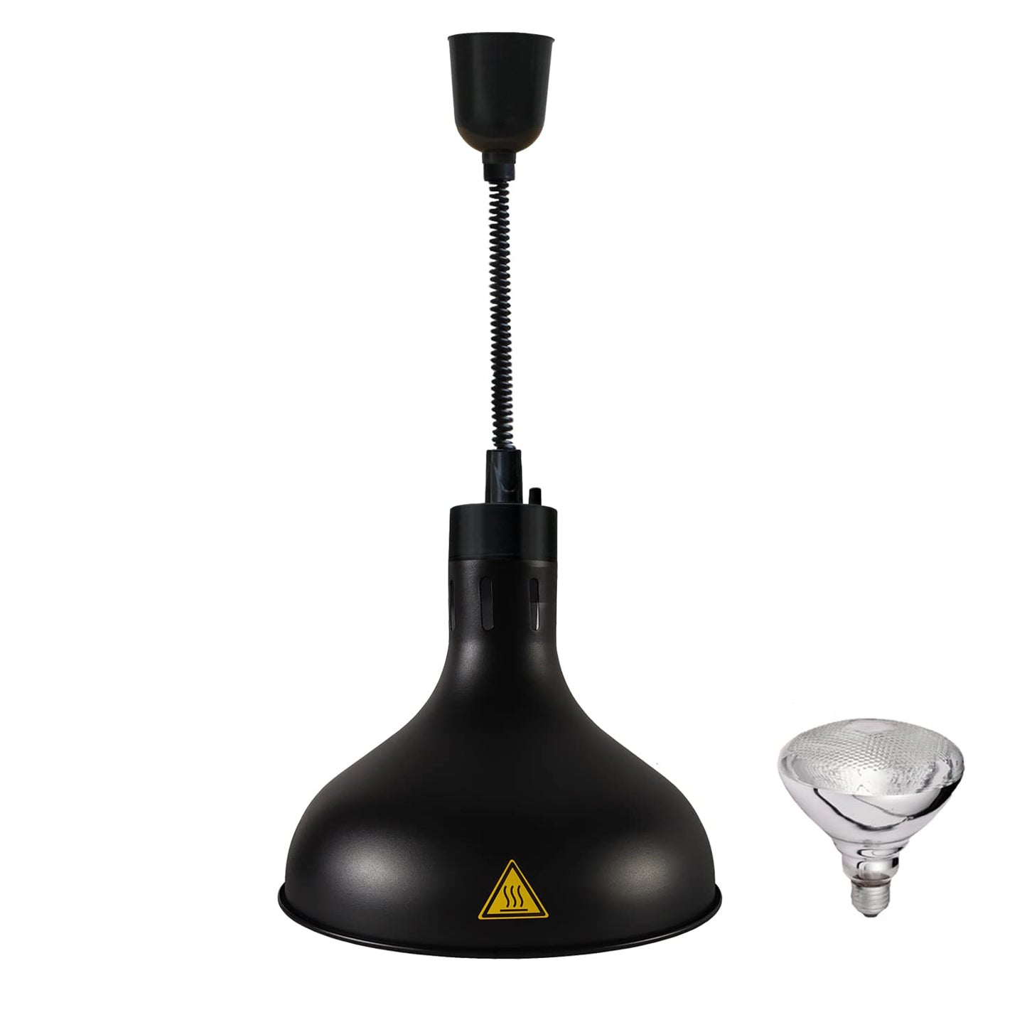 Generic Hanging Food Heat Lamp with Infrared Bulb Warming Lamps Retractable Style (Black, Dia 29cm)