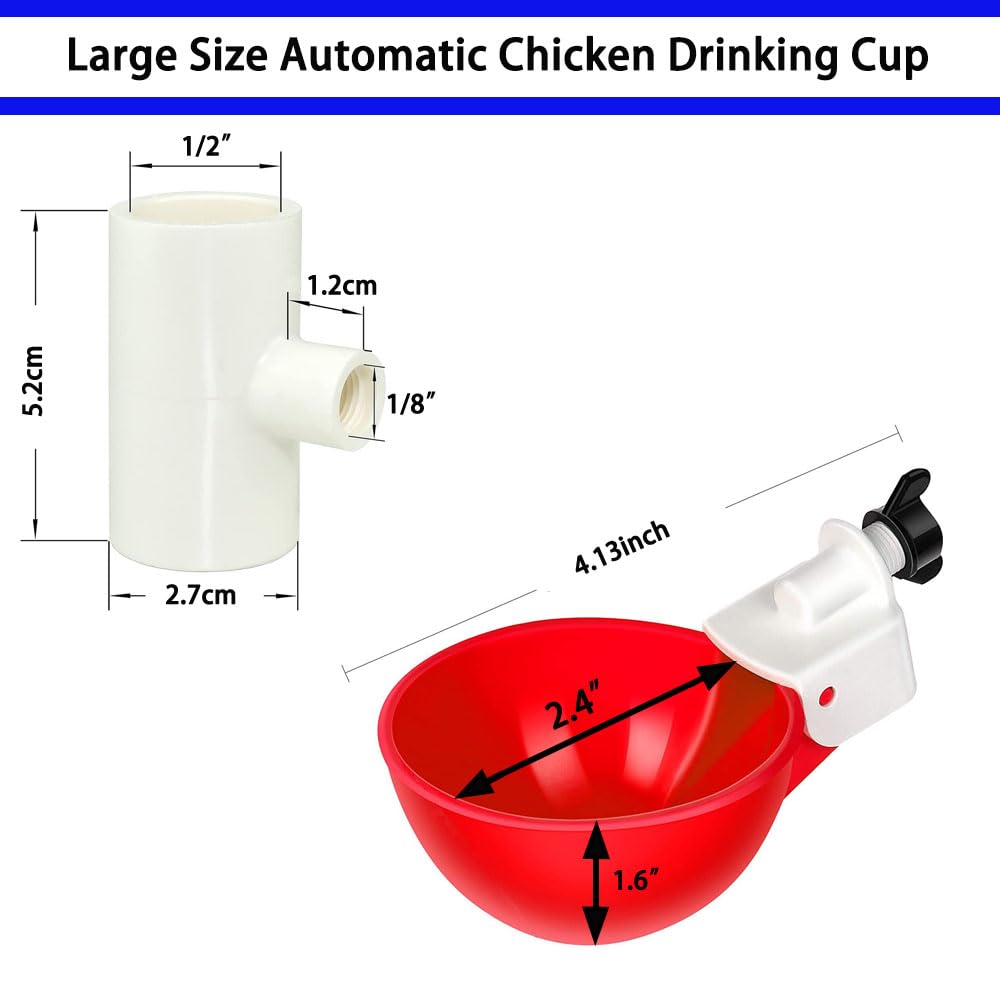 Complete Set Pipeline Automatic Chicken Watering System, 1/2" PVC Tee Fittings & PVC Pipe & Garden Hose, Chicken Water Cups, Poultry Waterer, Automatic Chicken Waterer, Chicken Nipple Waterer