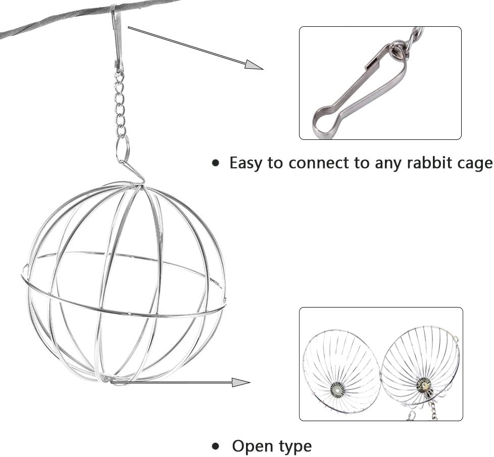 Tfwadmx Rabbit Hay Feeder, Grass Play Hay Ball Chew Toy Stainless Steel Food and Grass Frame Bowls, Small Animals Hay Manger Dispenser for Hamsters Gerbils Chinchillas Guinea Pigs