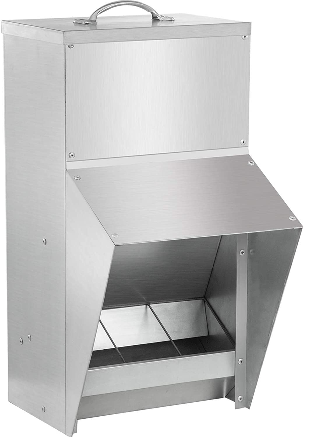 shengyi 11.5-55lbs Galvanized Chicken Feeder - Rat Proof Poultry Feeder with Lid Weatherproof Outdoor Coop Food Dispenser (11.5lbs 8.3x6.3x12.9in)