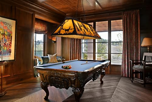 TOCHIC Tiffany Pool Table Lights, 5 Rustic Bigfoot Billiard Chandelier Lights for Over Table, 60" Farmhouse Western Billiard Light for Game Room Man Cave Club Barn