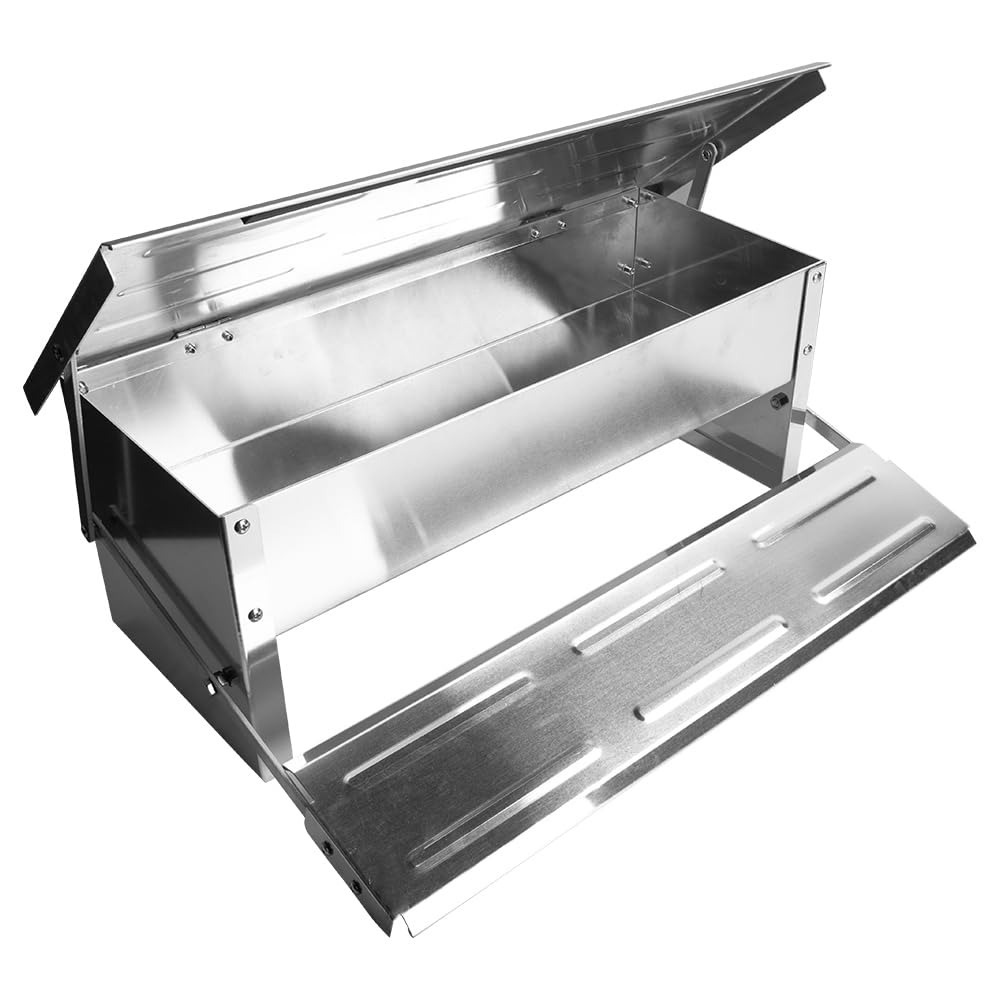 Hooomyai Economical and Practical Automatic Chicken Feeder,Aluminum Alloy Material, 8 lbs Capacity, On-Demand Feeding for 10 Chickens, Anti-Flick Grill