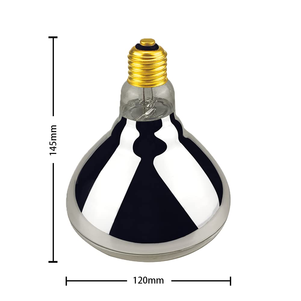 BONGBADA 2 Pack Heat Lamp Clear Infrared Bulbs PAR38/125 Watts Glass Lamp Bulb for Food Service, Brooder Bulb, Chicks, Pet, Bathroom, Light Therapy Use E26 Base, Flood Light Heat Lamp Bulb