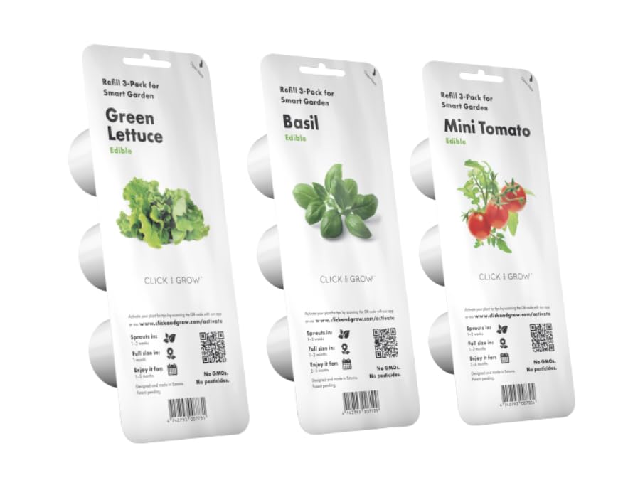 Click & Grow Indoor Herb Garden Kit with Grow Light | Easier Than Hydroponics Growing System | Smart Garden for Home Kitchen Windowsill | Vegetable & Herb Garden Starter Kit with 9 Plant pods, White