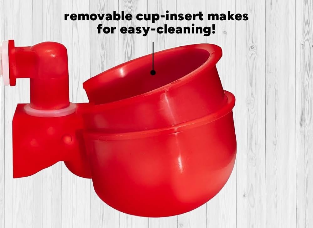 Chicken Waterer Cups, Automatic Chicken Drinkers, Chicken Water Dispenser,Poultry Drinker Set with Drill (Red, 24 Pack)
