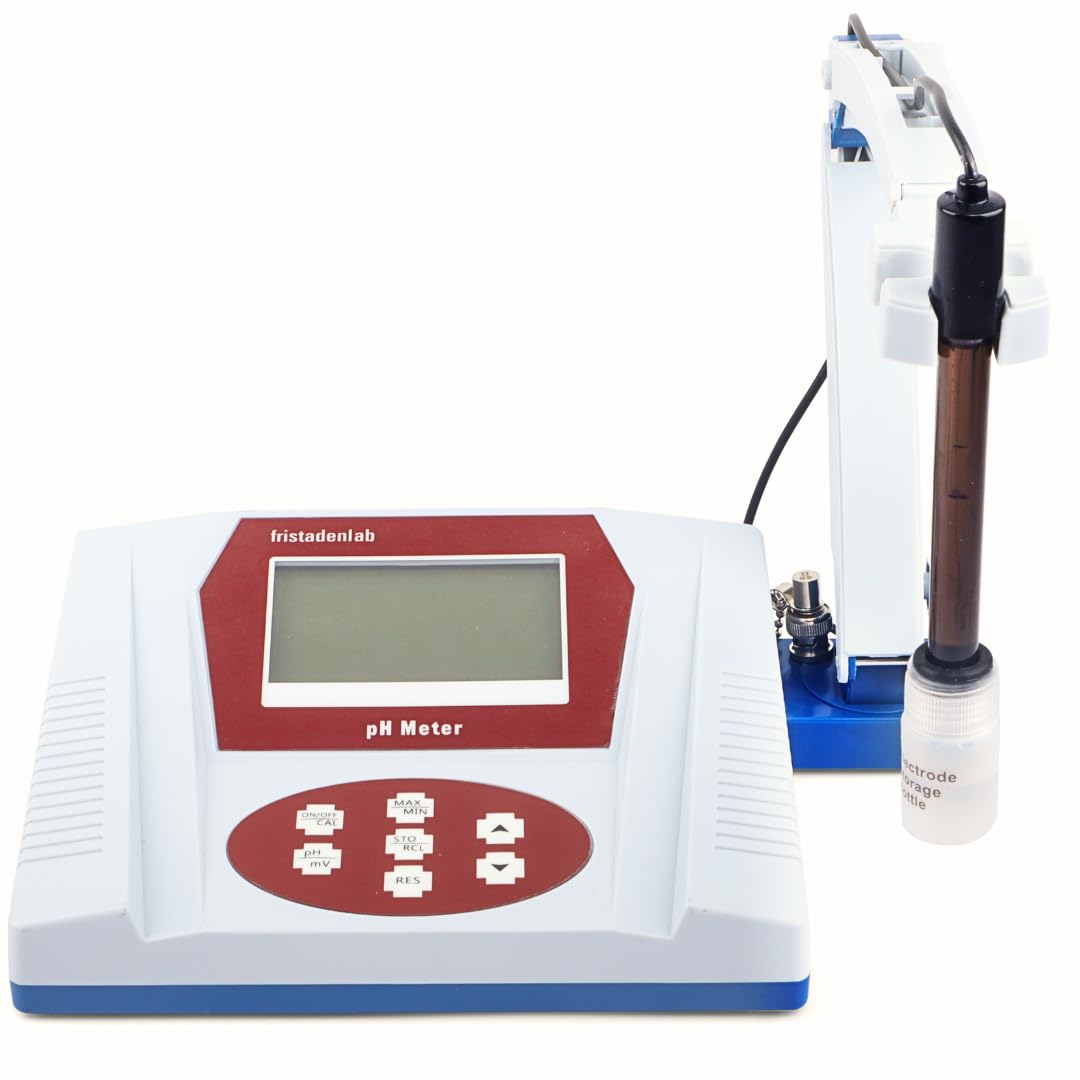 Fristaden Lab Benchtop pH Meter | USA Company | 6621 Electrode for Semi-Soft Foods and Fruits | High-Accuracy (0.01 pH) | Calibration Solutions Included