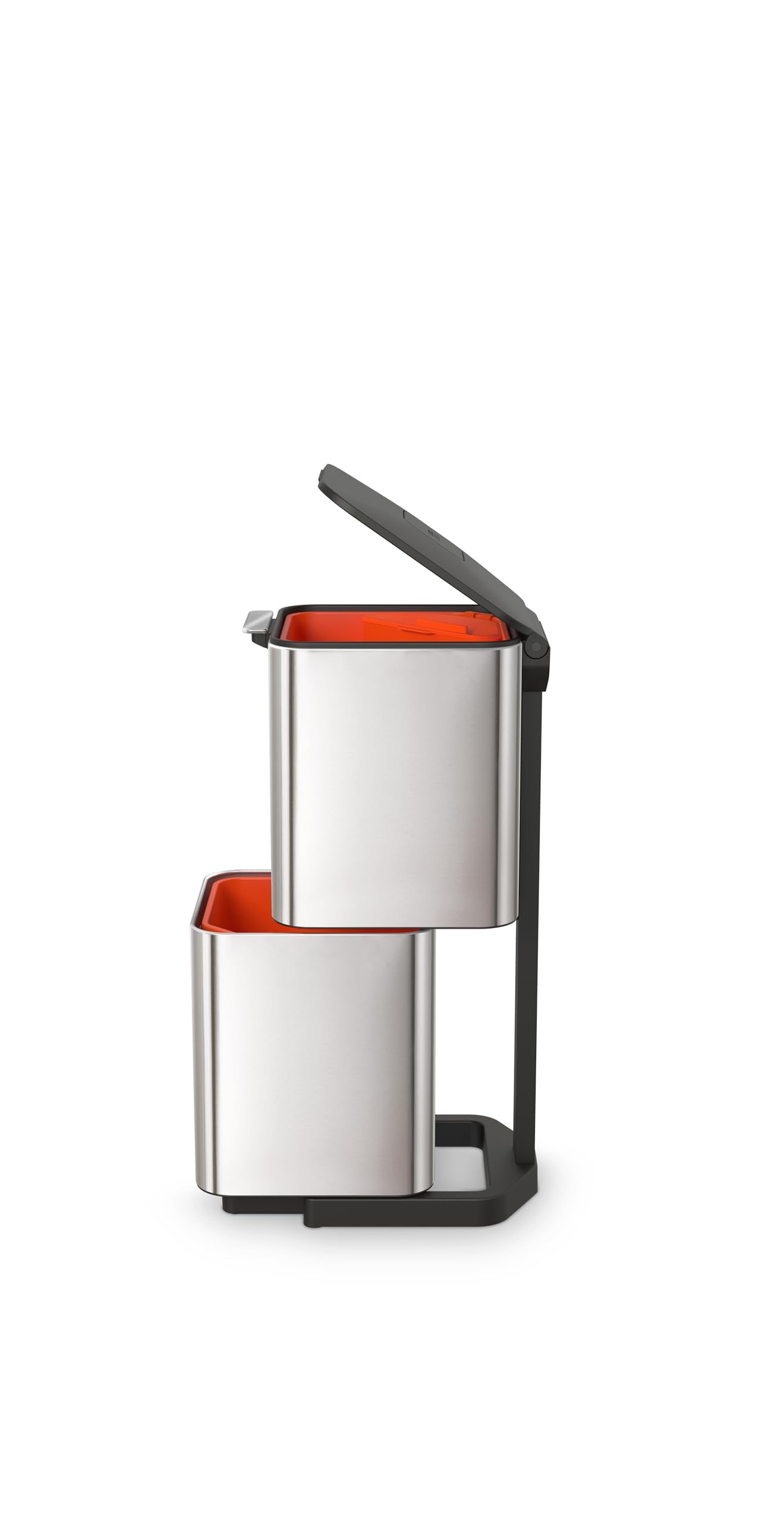 Joseph Joseph Totem Max 60 Liter/15.85 Gallon Waste Separation and Recycling Kitchen Trash Can with Odor Filter and Removable Food Waste Caddy, Stainless Steel
