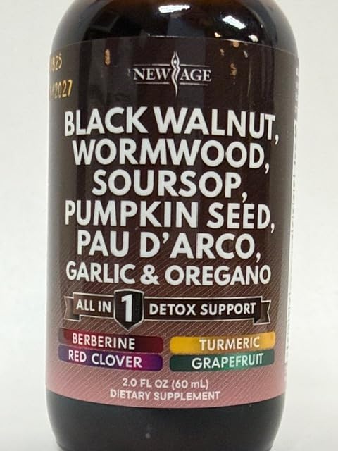 Black Walnut Wormwood Cleanse Drops - Liquid Soursop, Garlic, Pumpkin Seed, PAU D'Arco, Oil of Oregano, Turmeric, Berberine, Neem Extract, Hull Bark, Tincture - 2oz