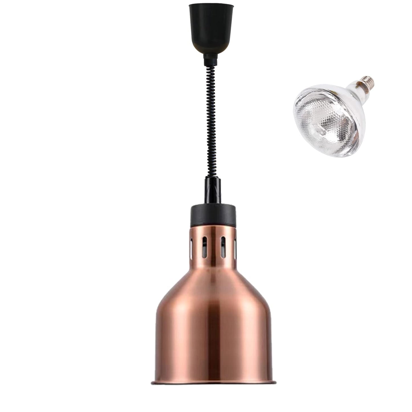 KOUWO Commercial Food Heat Lamp Infrared Food Warmer Hanging Heating Lamps for Food Service Restaurant Buffet(Copper)