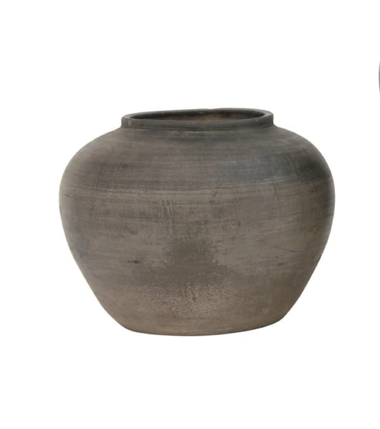 Artissance Small Charcoal/Gray Ceramic Indoor Outdoor Vintage Pottery Jar, Home and Garden Décor (Size & Color Vary)