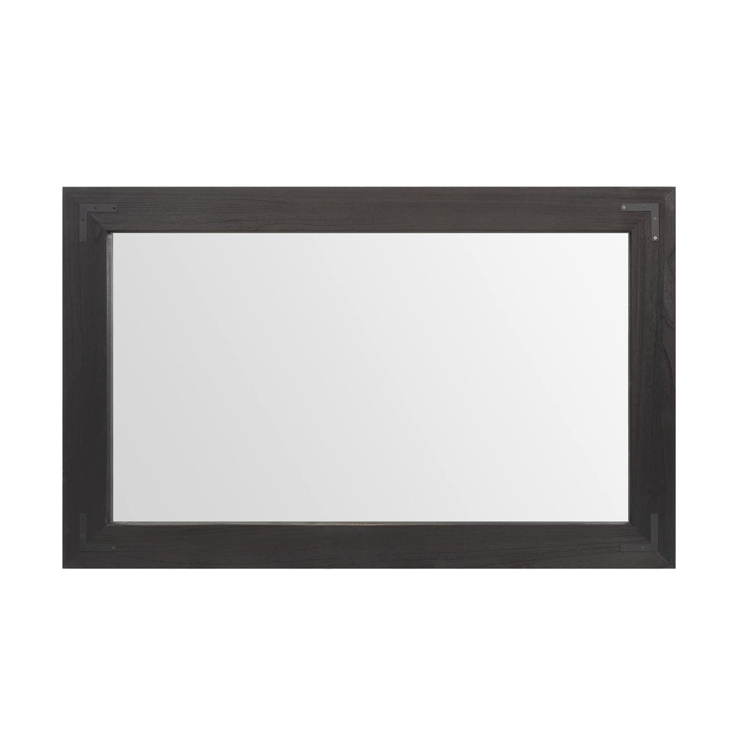YOSHOOT Rustic Wooden Framed Wall Mirror, Natural Wood Bathroom Vanity Mirror for Farmhouse Decor, Vertical or Horizontal Hanging, 60" x 36", Black