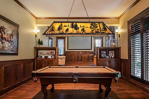 TOCHIC Tiffany Pool Table Lights, 5 Rustic Bigfoot Billiard Chandelier Lights for Over Table, 60" Farmhouse Western Billiard Light for Game Room Man Cave Club Barn