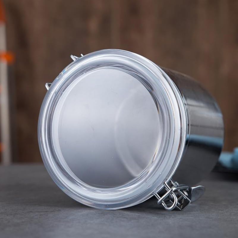 STOBAZA Stainless Steel Canisters for Kitchen, 65 Oz Airtight Food Storage Canister with Clear Lid, Metal Food Container for Sugar, Flour, Tea, Candy, Cookie, Spice