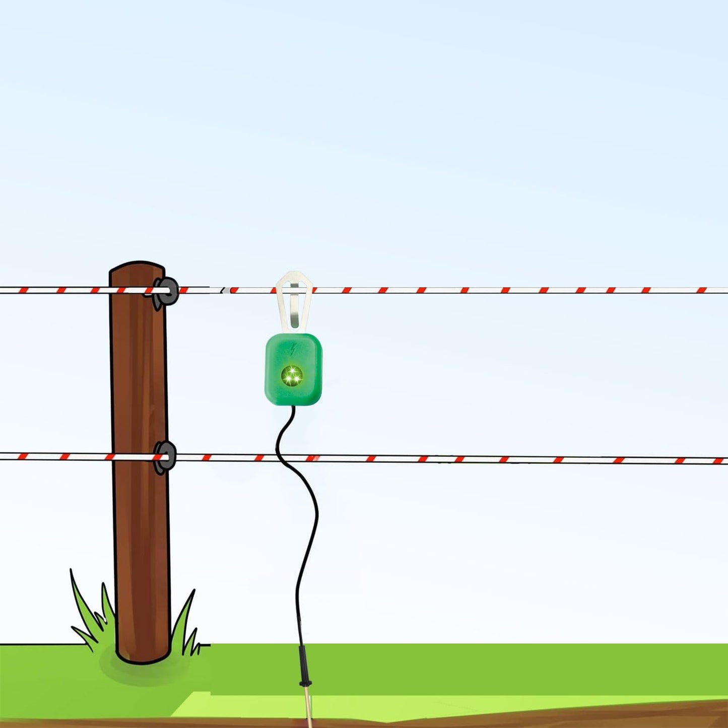 Electric Fence Tester with LED Indicator Lights - 300V to 10kV Range | Detects Energizer Pulses | Clips to Wire or Tape Fences