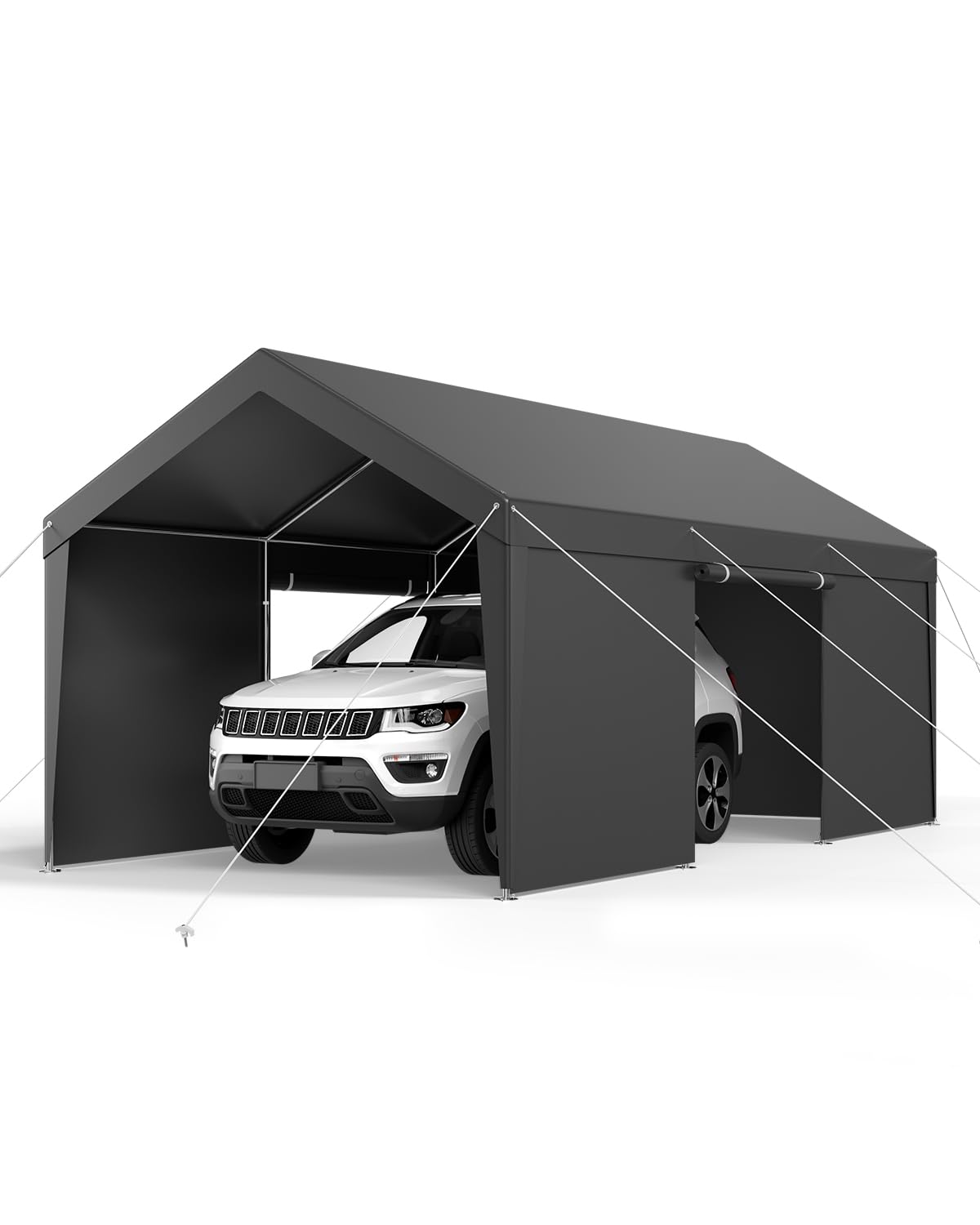 VEVOR Upgraded 10x20 FT Heavy Duty Carport Canopy with Roll-up Windows, All-Season Portable Garage with Removable Sidewalls & Doors, 12 Stakes & 12 Ropes, Car Tent for Car, Truck, Boat, Equipment