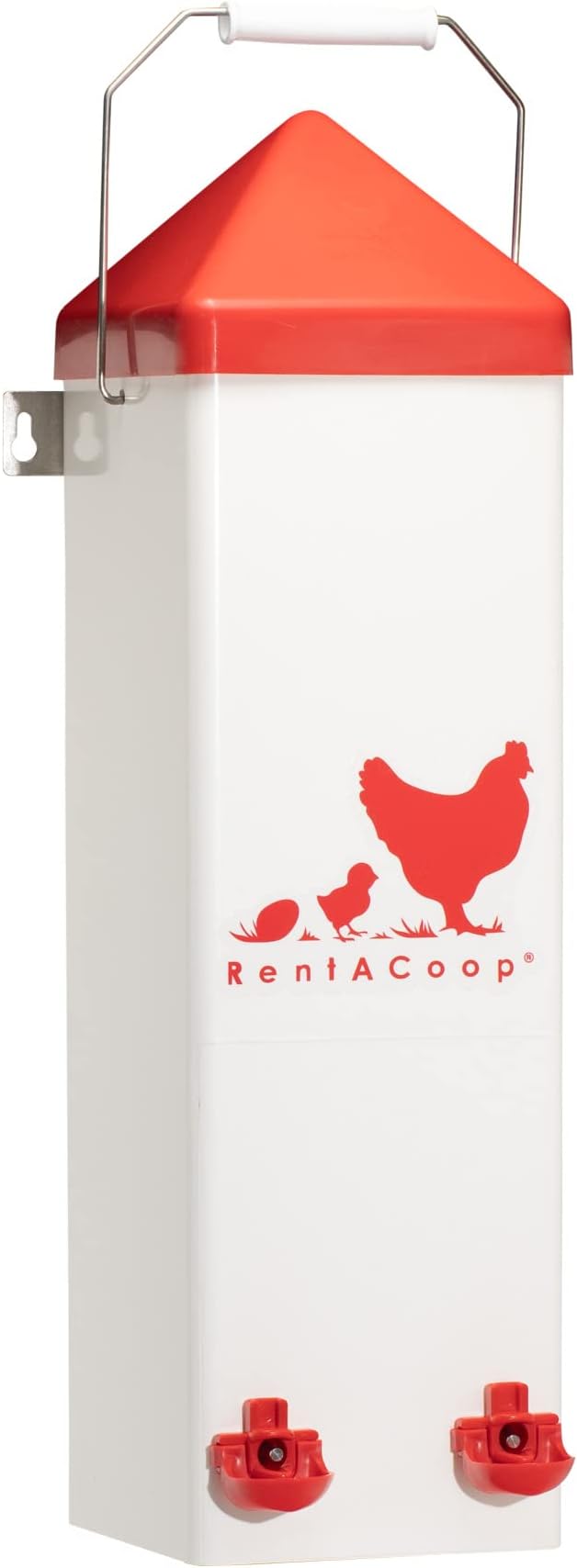 RentACoop 2 Gallon Chicken Waterer with Auto-Fill Cups, Horizontal Nipples, Anti-Roost Cone and Mounting Kit - Suitable for Chickens, Quail, Ducks, Geese, Turkey and More