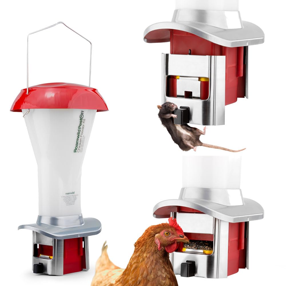 Roamwild Rat Proof Chicken Feeder kit - Rat Proof Poultry Feeder – Weather Proof - 8lbs Capacity - NEW PRODUCT