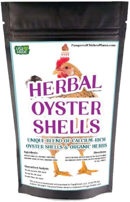 Pampered Chicken Mama Herbal Oyster Shells High Calcium Supplement for Pet Chickens, Ducks, and Other Poultry, Crushed Oyster Shells for Chickens with Herbs (6 POUNDS)