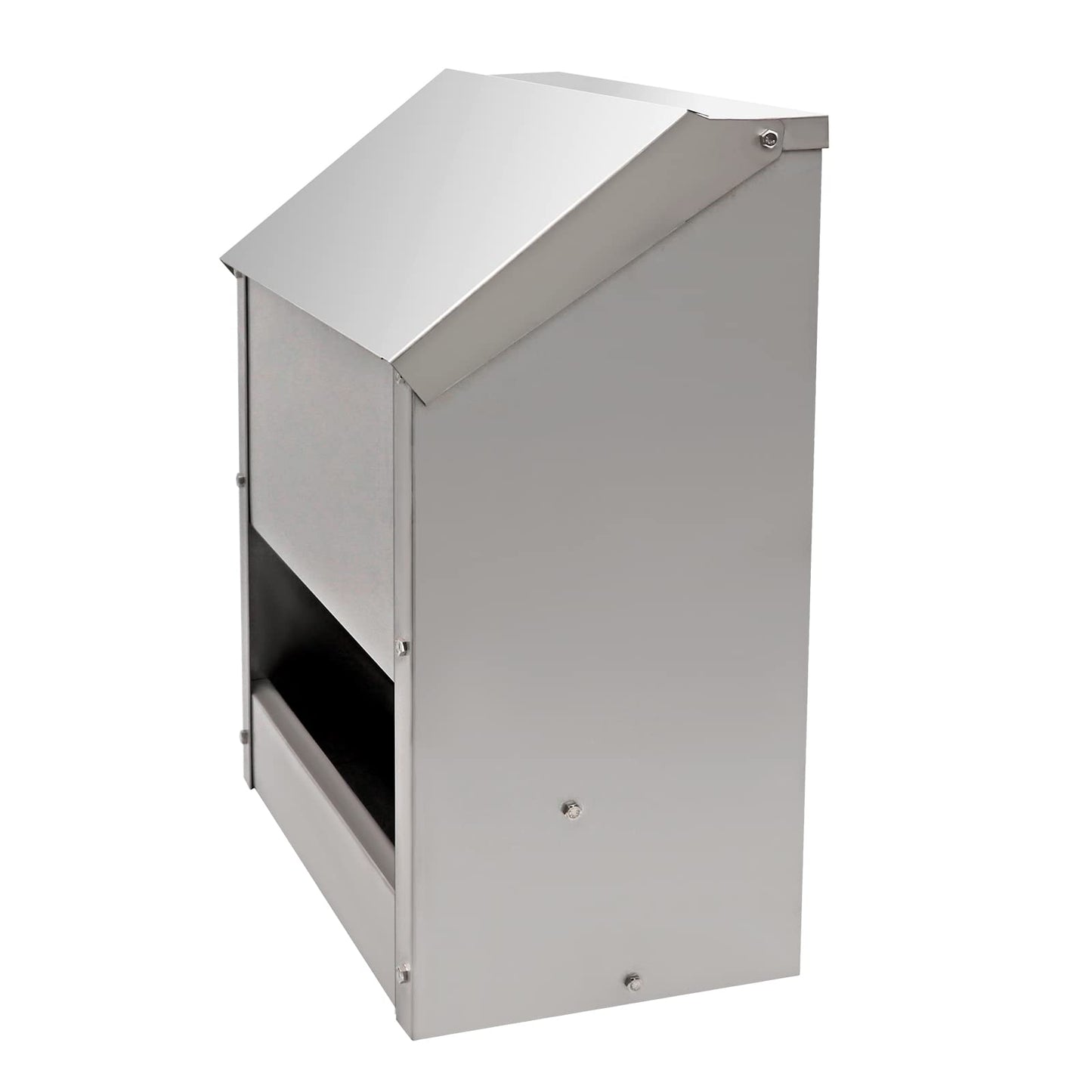 KHEARPSL Stainless Steel Chicken Feeders No Waste Poultry Feeder Rainproof Hanging Poultry Feeder Trough with Lid Holds 25lbs of Feed, No Assembly Required