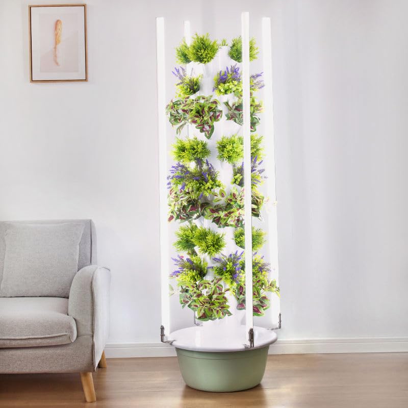 TIRUSS Hydroponic Growing Kit System with 4 LED Grow Lights,Hydroponics Tower Set, 7 Layer 28 Pots Planter, Vertical Hydro Tower Indoor Herb Garden Kit for Lettuce, Veggies, and Fresh Greens