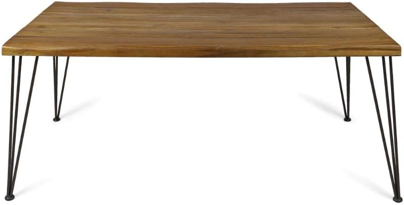 Christopher Knight Home Kama Patio Dining 72" Acacia Wood Rectangular Table and Gladys 62" Acacia Wood Outdoor Bench