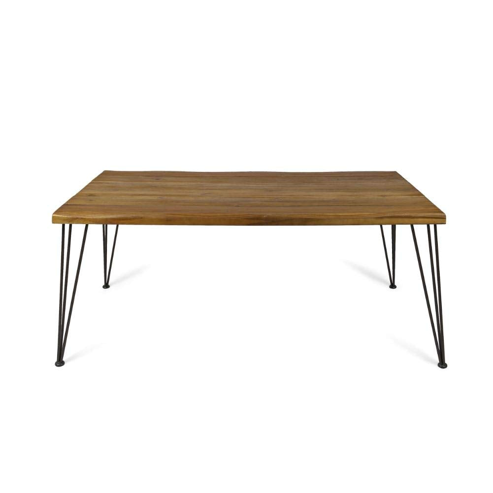 Christopher Knight Home Kama Patio Dining 72" Acacia Wood Rectangular Table and Gladys 62" Acacia Wood Outdoor Bench
