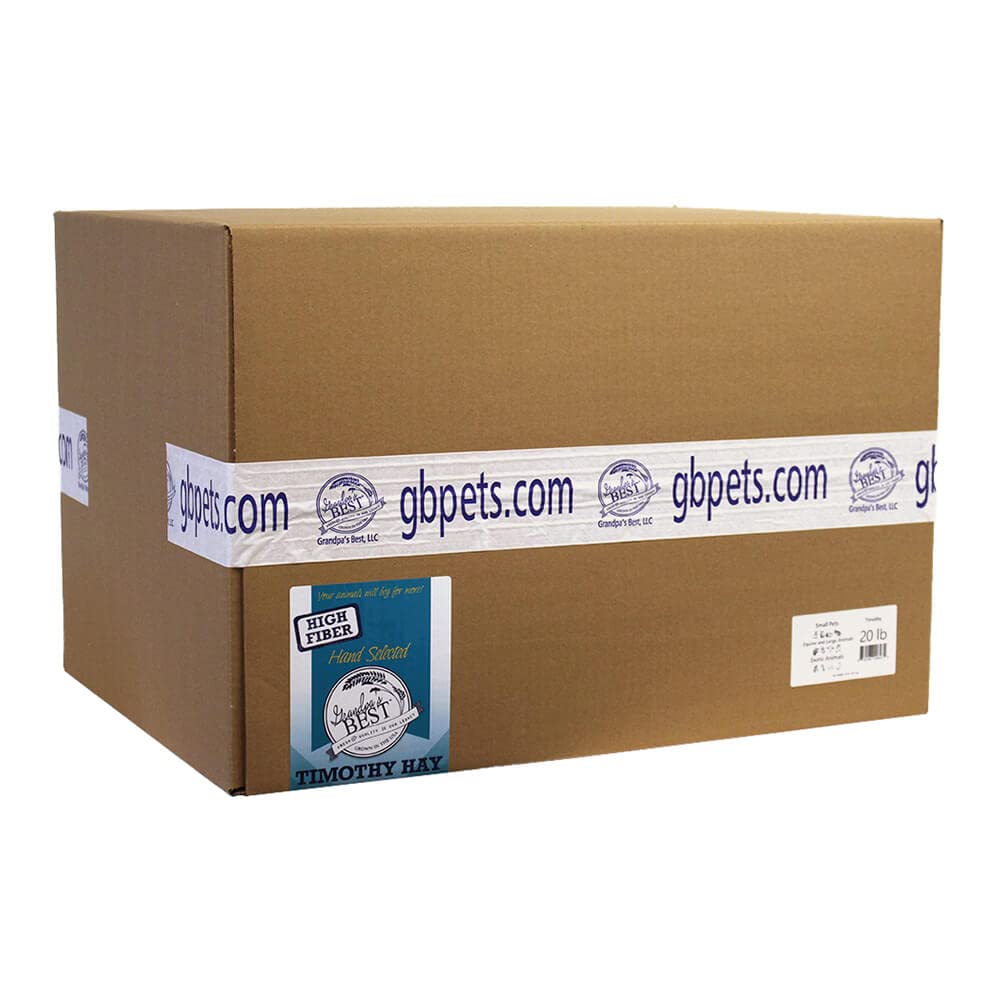 Grandpa's Best Timothy Hay for Rabbits, Guinea Pigs, Chinchillas, Hamsters & Gerbils, 20lb Loose Boxed, Brown