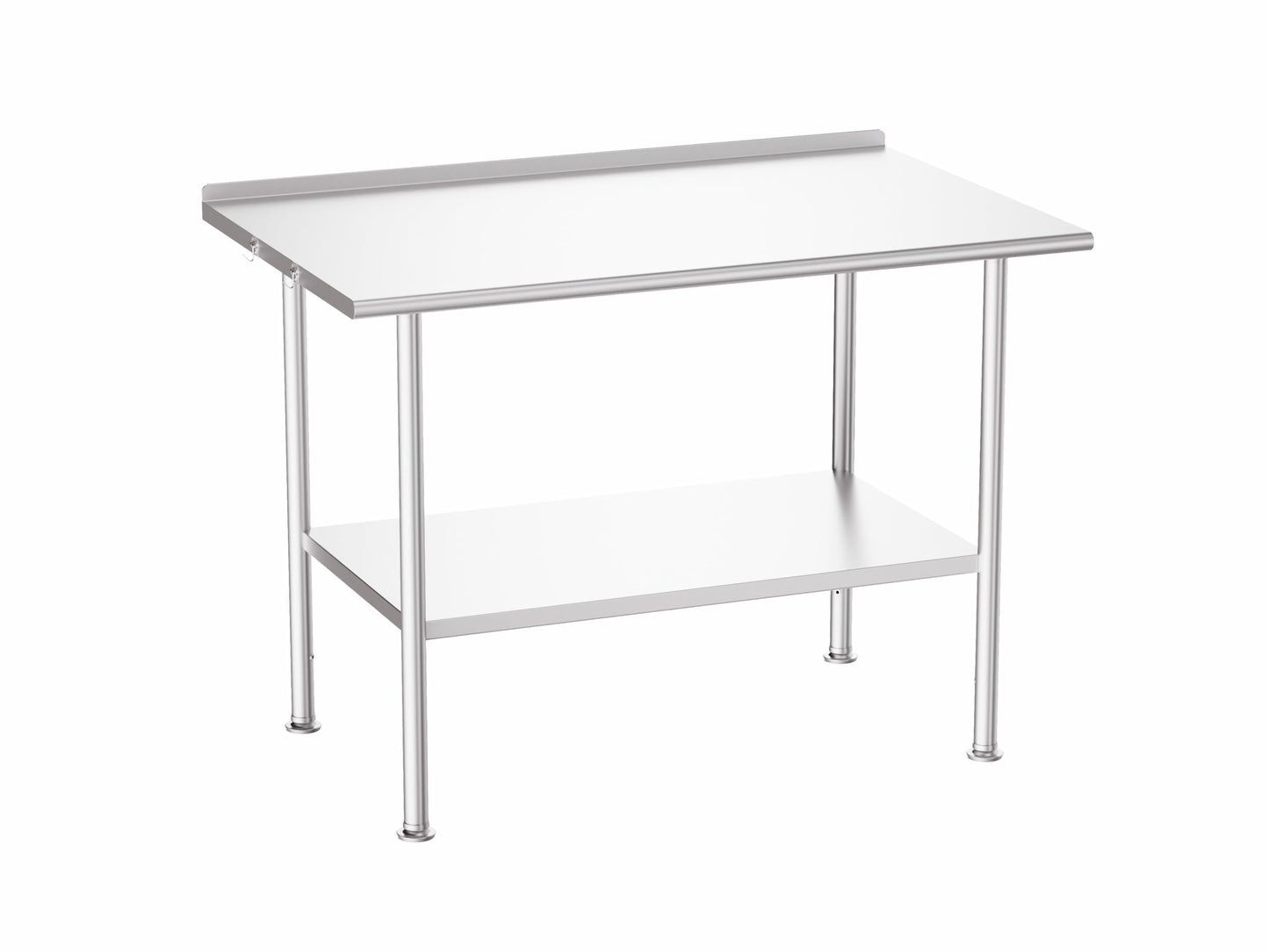 Atelicf All-Stainless Steel Prep Table, 30 X 48 Inches, with Rounded-Corner Backsplash and Adjustable Undershelf, Heavy-Duty for Outdoor Use,Restaurants,Hotels,Workshops,Kitchens,Gardens, and Garages