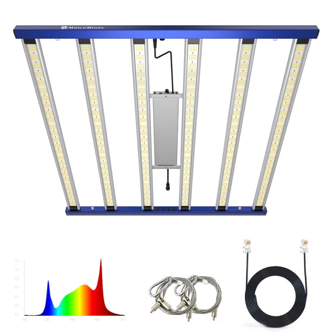 MaiceMinds 680W Led Grow Lights for Indoor Plants Full Spectrum Foldable and dimmable LED Grow Lights Daisy Chain 4x4/5x5ft Coverage Bar Style Growing Lamp for Indoor Plants