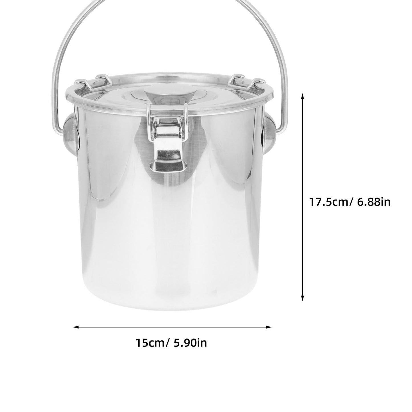 Stainless Steel Airtight Canisters Container: 112 fl oz Airtight Clamp Lid Kitchen Food Storage Bucket for Rice Flour Grain Coffee Bean Flour Oil Sugar Milk