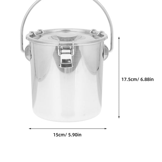 Stainless Steel Airtight Canisters Container: 112 fl oz Airtight Clamp Lid Kitchen Food Storage Bucket for Rice Flour Grain Coffee Bean Flour Oil Sugar Milk