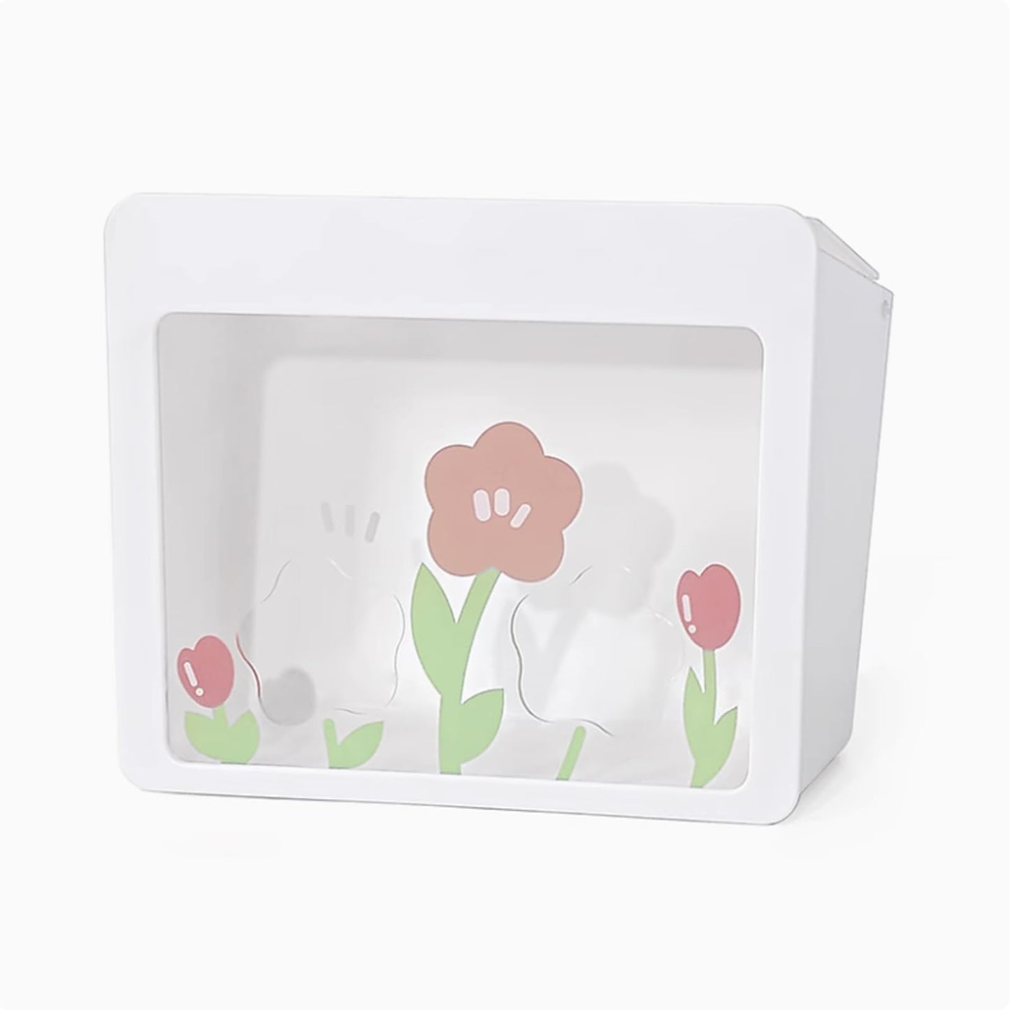 Hanging Rabbit Hay Feeder with Lid - No Waste Slow Feed Hay Rack for Rabbits, Guinea Pigs & Small Pets - Sturdy White Design, Easy to Fill & Clean, Cage Mounted Bunny Hay Holder (Flower Hole Style)