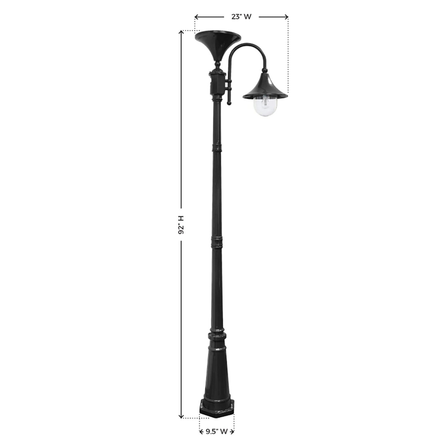 Gama Sonic Everest 92 in. Black Modern LED Solar Landscape Lamp Post Light Black
