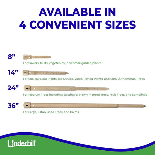 Underhill Deep Drip Irrigation Stakes 24-1/2-Inch, Case of 25 Watering Spikes for Trees with Medium Depth Roots, Drip System Tubes, A-DD24-25