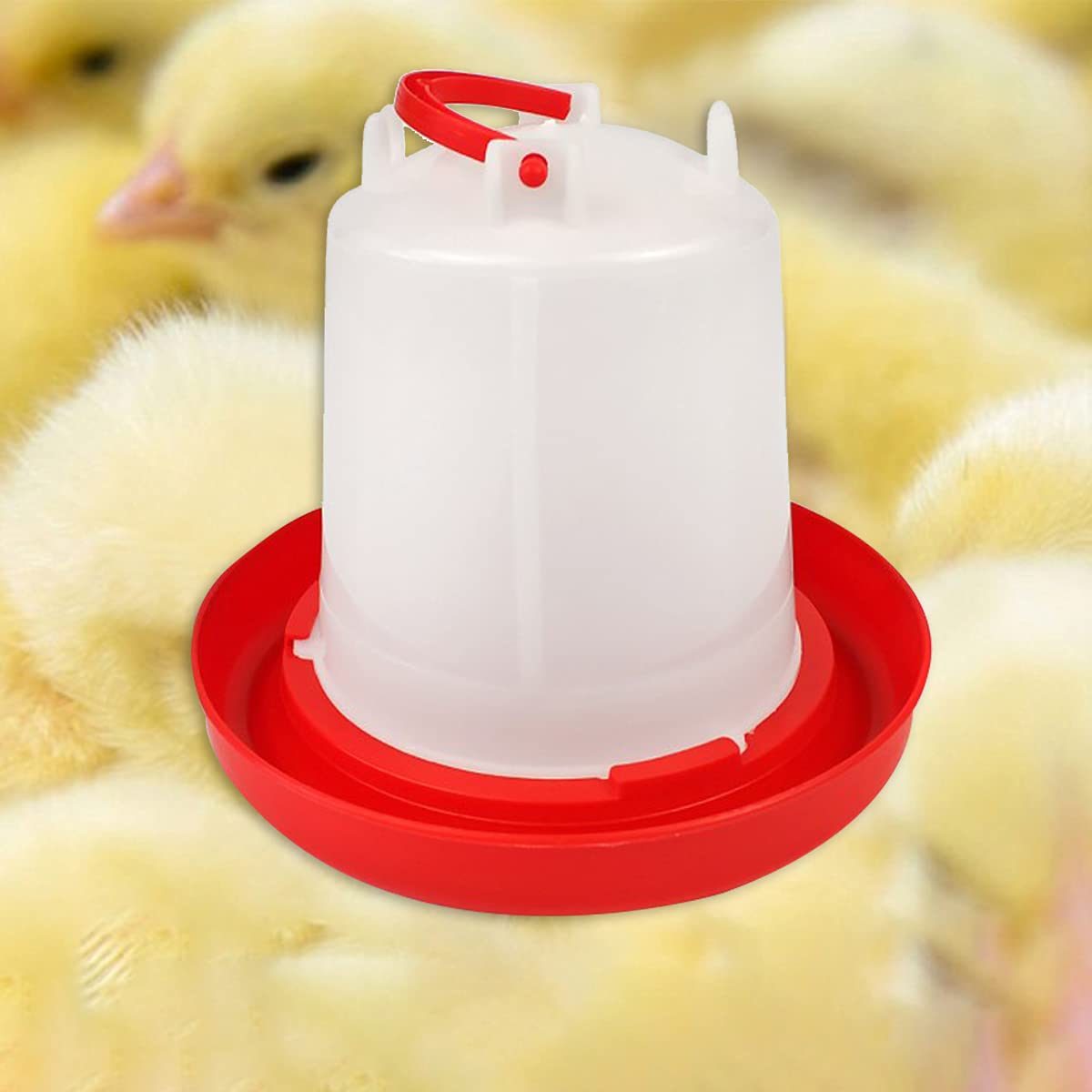 DoubleWood 4PACK Plastic Poultry Drinker Chick Waterer Kit 1 L Waterer Hanging Poultry Water Container (4)