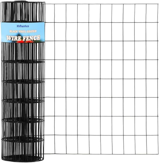 Wire Fence 2in x 3in Black Vinyl Coated Wire Mesh 24" x 50' Welded Wire Fencing 16Gauge, PVC Coating Chicken Wire Fence,Welded Wire Mesh Roll for Garden Guard Fence Poultry Cage Net Fencing