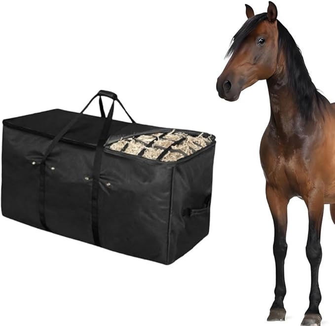 Hay Bags for Horses, 44x18x22inch Extra Large Premium Oxford Heavy Hay Bale,Separated Design Slow Feed Hay Bag Feed Design for Horses, Goats, Sheep, Donkeys, Barn and Stable